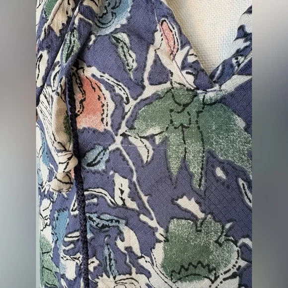 Lucky Brand Floral Peasant Blouse Tie Neck 2X - Picture 11 of 11